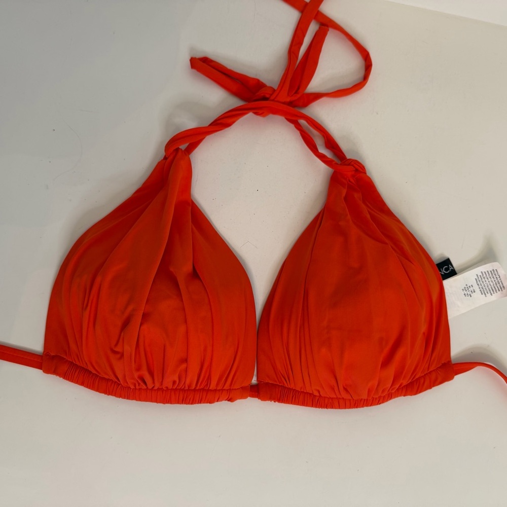 La Blanca Island Goddess Red/orange Halter triangle Bikini Top